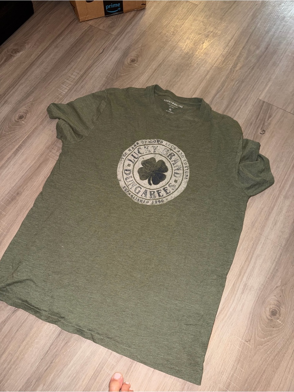 Lucky Brand Olive Green Graphic Crew Neck Tee